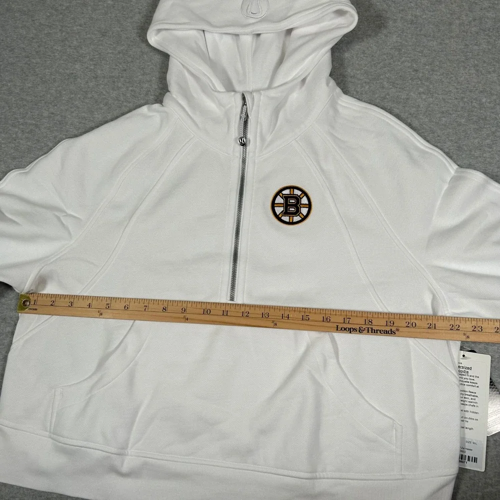 Lululemon Boston Bruins Scuba Hoodie Womens M/L White Oversized Half Zip NEW NET